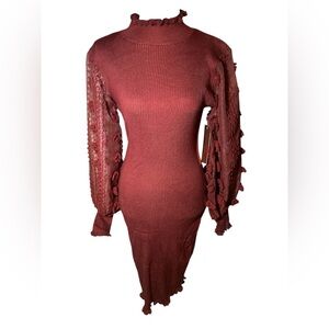 Almost Famous Maroon Long Sleeve Dress
